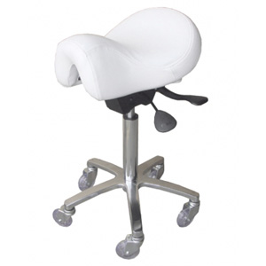 Saddle seat with gas lift and metal chrome feet