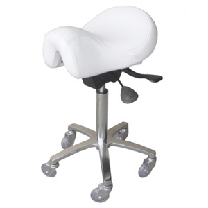 Saddle seat with gas lift and metal chrome feet